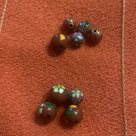 Vintage Cloisonné & Gold Bead necklace w/ extra  beads  BEAUTIFUL!!! - Picture 5 of 7